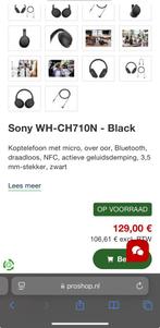 Sony noice cancelling ANC Koptelefoon WH-CH710N, Zo goed als nieuw, Sony, Surround, Op oor (supra aural)