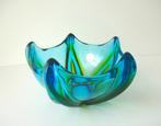 Glazen schaal blauw met groene tekening Murano 3580-s, Antiek en Kunst, Ophalen of Verzenden