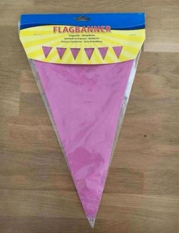 Vlaggenlijn / slinger roze - 10 m | geboorte - verjaardag beschikbaar voor biedingen
