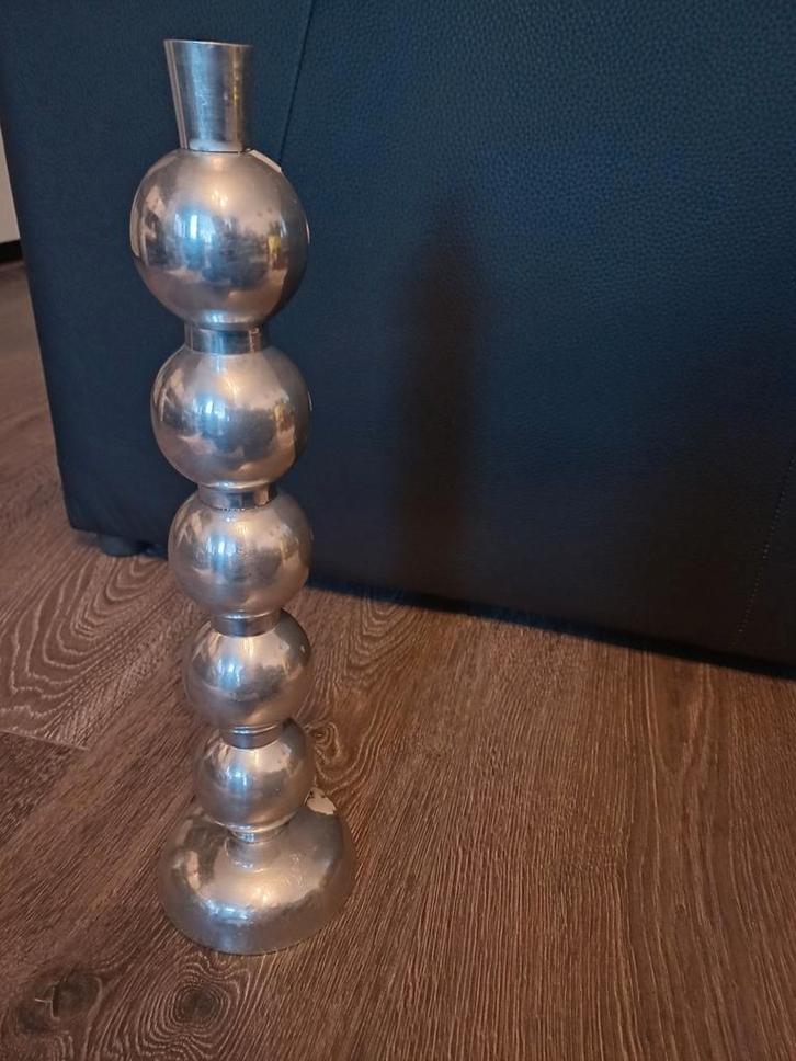 Zilveren Kandelaar met Bollen, Huis en Inrichting, Woonaccessoires | Kandelaars en Kaarsen, Gebruikt, Kandelaar, 25 tot 50 cm