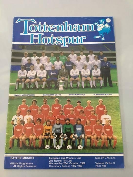 ⚽ Programma EC2 Tottenham H - Bayern Munchen 1982-1983 ⚽, Verzamelen, Ophalen of Verzenden, Buitenlandse clubs, Boek of Tijdschrift