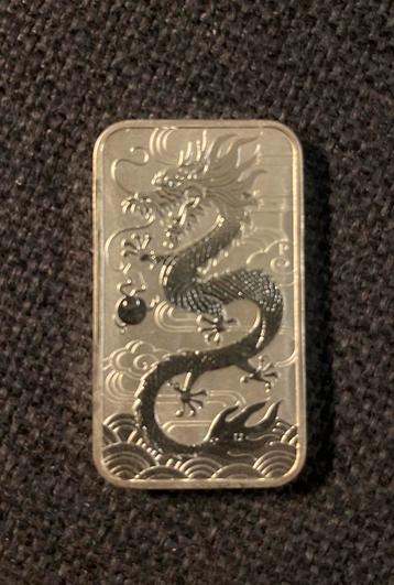 Rectangle Dragon 2018 1 oz zilverbaar beschikbaar voor biedingen