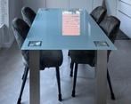Glazen eettafel met metalen poten, Huis en Inrichting, Tafels | Eettafels, Ophalen, 100 tot 150 cm, 50 tot 100 cm, Vier personen