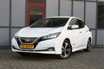 Nissan Leaf Tekna 40kWh SOH 91% Trekhaak (bj 2019), Auto's, Gebruikt, Zwart, Leder en Stof, Wit