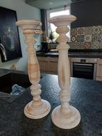 2 grote houten kandelaar, Ophalen of Verzenden, Zo goed als nieuw, Wit, Hout