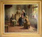 Olieverfschilderij Hendrik Heyligers, interieur met kinderen