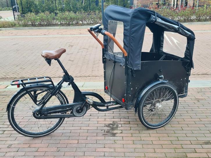 Elektrische bakfiets met huif, Fietsen en Brommers, Fietsen | Bakfietsen, Gebruikt, 4 kinderen of meer, Huif, Ophalen