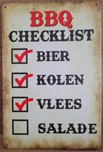 BBQ checklist bier kolen vlees barbecue metalen reclamebord, Nieuw, Ophalen of Verzenden