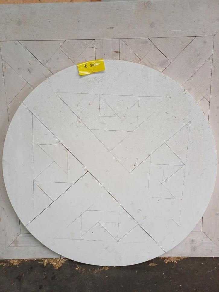 Handgemaakt houten tafelblad, Huis en Inrichting, Tafels | Eettafels, Zo goed als nieuw, 100 tot 150 cm, 100 tot 150 cm, Rond