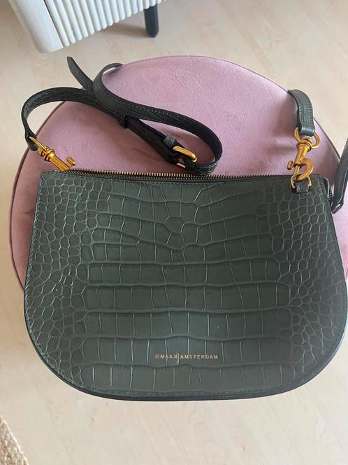 SMAAK AMSTERDAM tas prachtige mosgroene croco leren, Sieraden, Tassen en Uiterlijk, Tassen | Damestassen, Nieuw, Schoudertasje