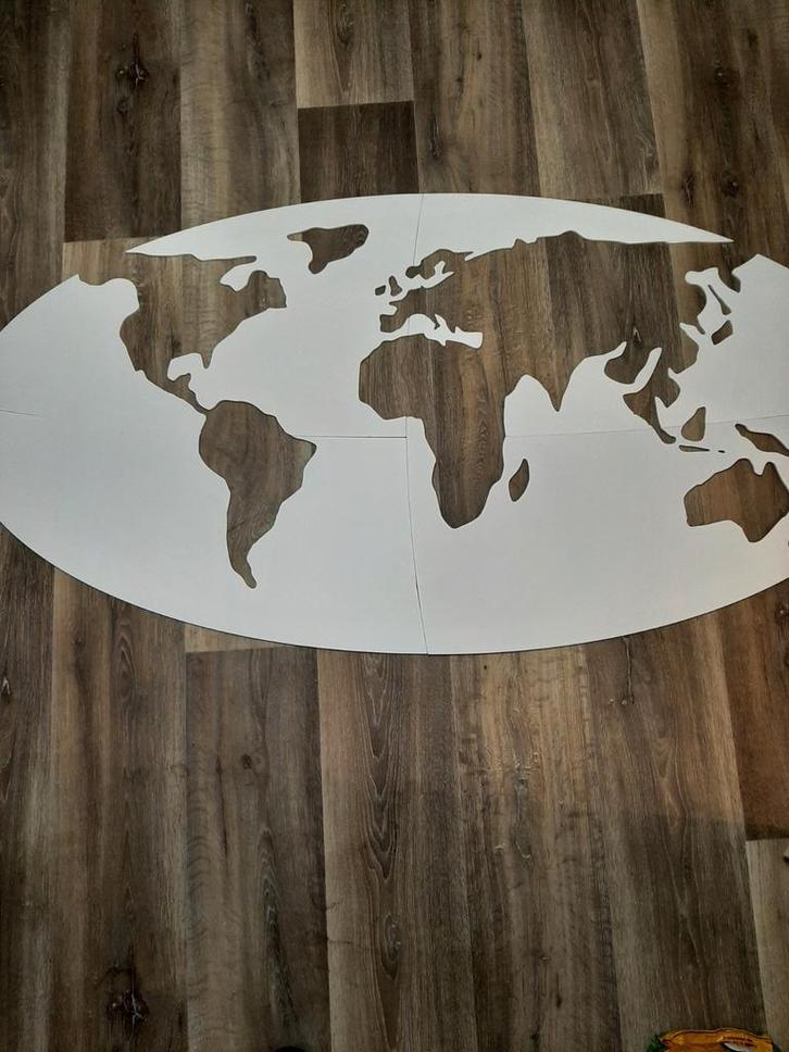 MDF Wereldkaart voor aan de Muur - Wit, Huis en Inrichting, Woonaccessoires | Wanddecoraties, Zo goed als nieuw, Ophalen of Verzenden