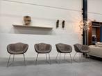4 Nieuw Molinari Ginger eetkamerstoel Bruin stof leer Stoel, Bruin, Tonon, Nieuw, Ophalen of Verzenden