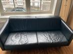 Black leather sofa/ couch, Huis en Inrichting, Gebruikt, Leer, Ophalen