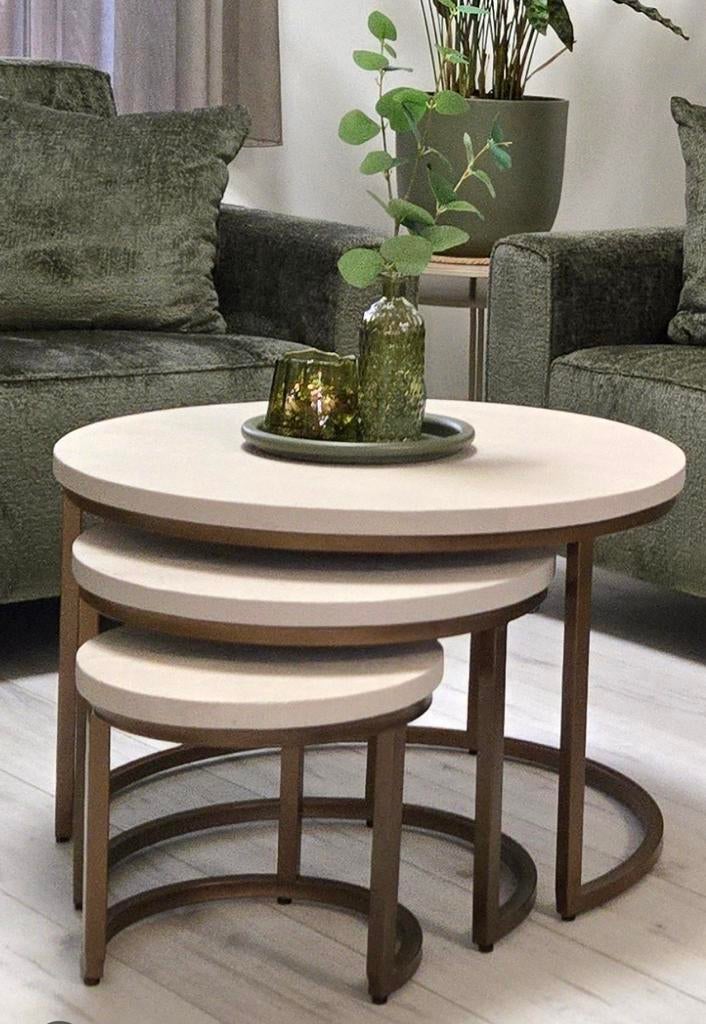 Salontafel Madison met gehard glas set van 3, Huis en Inrichting, Ophalen, 50 tot 100 cm, 50 tot 100 cm, Minder dan 50 cm