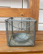 Kaars windlicht waxinehouder voor buiten glas en metaal, Ophalen of Verzenden