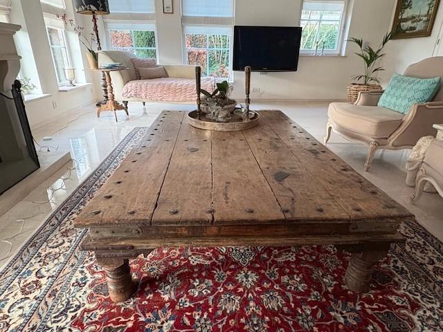 Unieke Indiase Salontafel Teakhout, Huis en Inrichting, Tafels | Salontafels, Gebruikt, Minder dan 50 cm, 100 tot 150 cm, 150 tot 200 cm