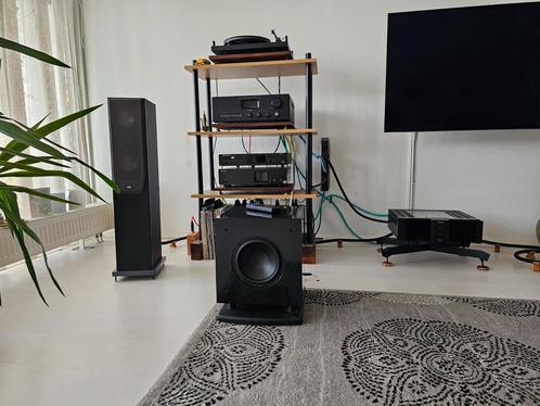 Elac 107 serie speakers  plus pre amps en sub met kabels, Audio, Tv en Foto, Luidsprekers, Zo goed als nieuw, Subwoofer, 120 watt of meer