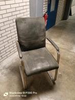 4 Stoelen leder met rvs, Ophalen, Gebruikt, Zwart
