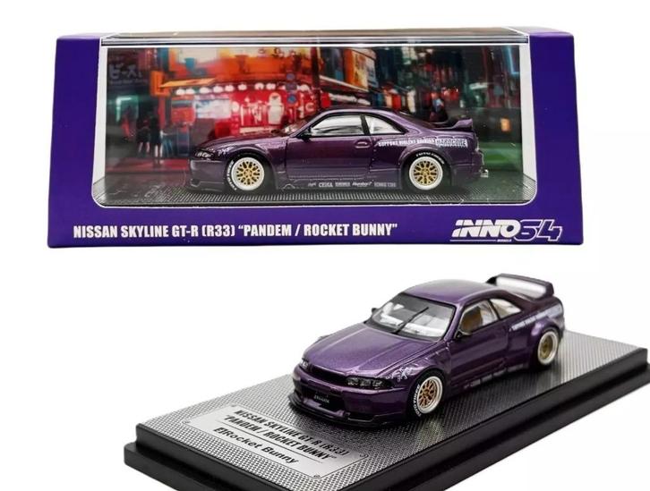 Nissan Skyline GT-R (R33) v Inno64 1/64 Pandem/ Rocket Bunny, Hobby en Vrije tijd, Modelauto's | Overige schalen, Nieuw, Auto