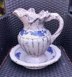 Wit blauwe tuin lampetkan en schaal, Tuin en Terras, Tuinvazen, Ophalen of Verzenden, Gebruikt