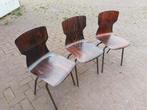 Retro school stoelen 3x obo eromes wijchen., Ophalen of Verzenden, Gebruikt, Drie