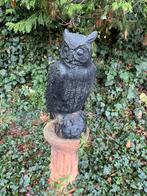 Tuinbeeld Uil met Sokkel, Ophalen, Gebruikt, Beton, Dierenbeeld
