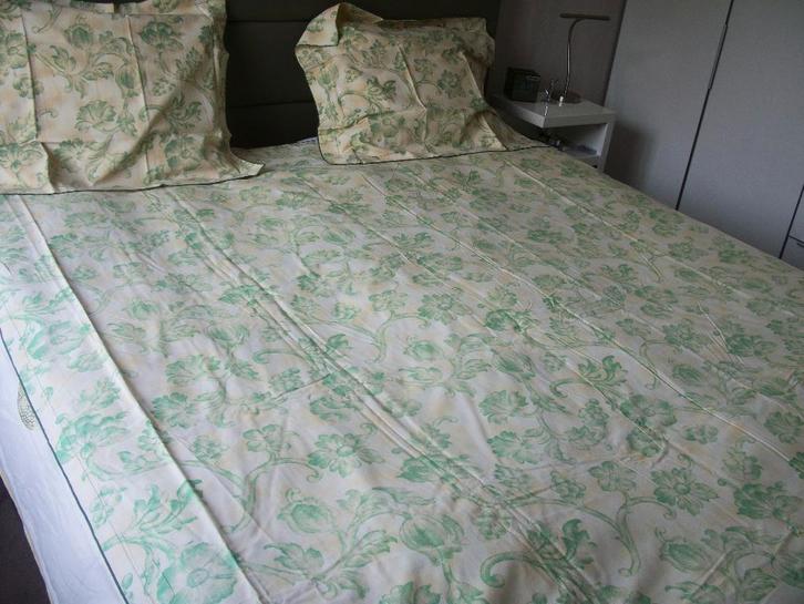 Dekbedovertrek - Groen - Bloemen - 200 x 200 - netjes, Huis en Inrichting, Slaapkamer | Beddengoed, Zo goed als nieuw, Dekbedovertrek