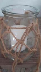 Windlicht van glas met touw omwikkeld, Overige kleuren, Nieuw, Ophalen of Verzenden, Glas