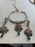 Prachtige handgemaakte sieraden set India ketting oorbellen, Ophalen of Verzenden, Nieuw, Overige materialen