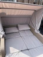 Prachtige Lounge bank twee persoons Khaki, Ophalen, Zo goed als nieuw, Rotan, Verstelbaar