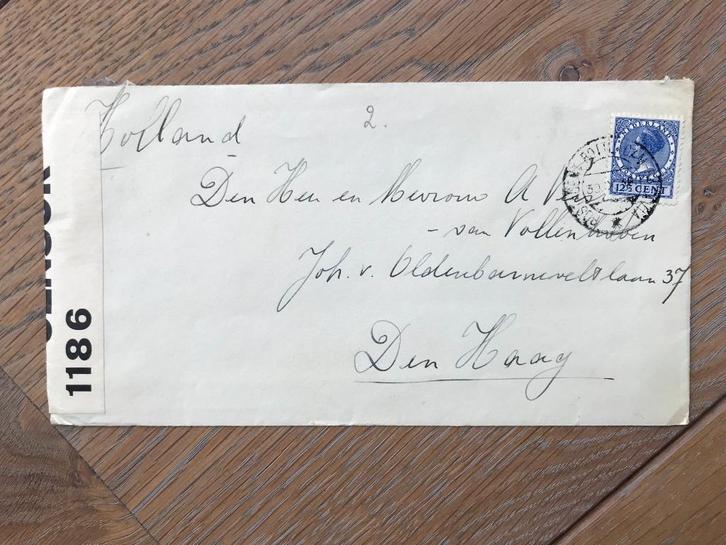 NEDERLAND, Puntgave gecensureerde envelop uit Indonesië, Postzegels en Munten, Brieven en Enveloppen | Nederland, Envelop, Verzenden
