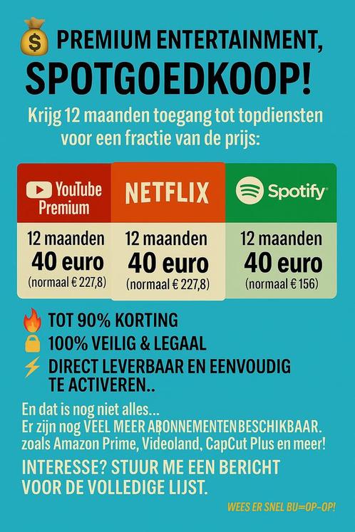 Bespaar op je favoriete abonnementen – direct geregeld!, Tickets en Kaartjes, Kortingen en Cadeaubonnen, Eén persoon, Overige typen