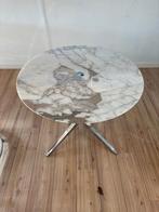 Florence Knoll tafel, chroom, marmer calcatta, 50 tot 100 cm, Design, Rond, Zo goed als nieuw