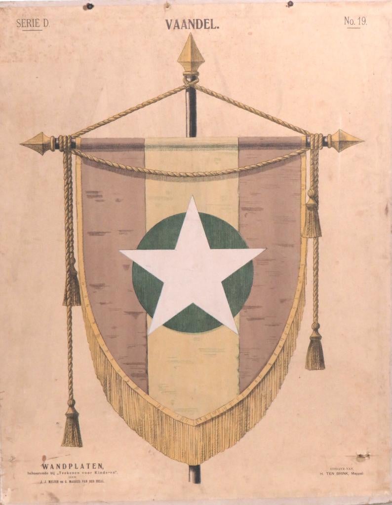 Schoolplaat  H Ten Brink Meppel “Vaandel” Serie D No. 19, Antiek en Kunst, Antiek | Schoolplaten, Ophalen of Verzenden, Overige thema's
