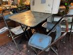 Antieke Franse Tuintafel inklapbaar met India Stoelen zink, Ophalen of Verzenden