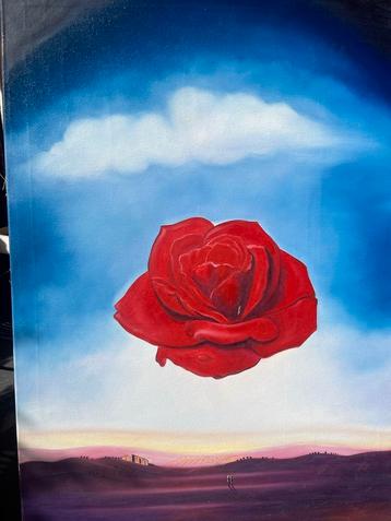 Surrealistisch de medatirve  Roos - Olieverfschilderij beschikbaar voor biedingen