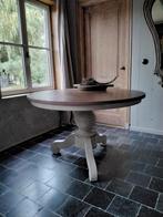 Ronde teakhouten eettafel 120, Ophalen, Gebruikt, Landelijke kloostertafel, Vijf personen of meer