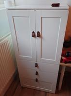 Witte IKEA Småstad/Platsa Kledingkast met leren greepjes, Ophalen, Met deur(en), 100 tot 150 cm, Overige materialen