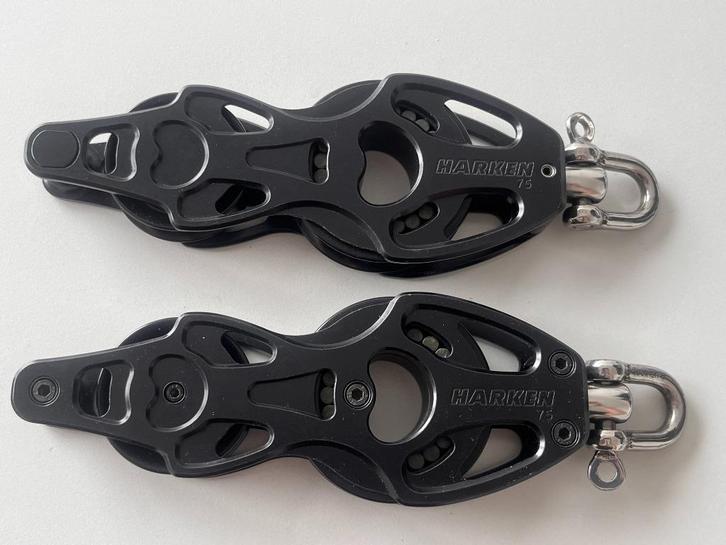 2 x nieuwe Harken Black Magic vioolblok 75 mm met hondsvot, Watersport en Boten, Accessoires en Onderhoud, Nieuw, Lijn of Blok