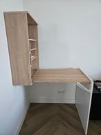 Uitklapbaar bureau hoogglans wit/hout, Huis en Inrichting, Bureaus, Ophalen of Verzenden, Zo goed als nieuw, Bureau