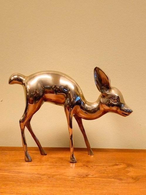 Groot Vintage Messing Bambi Hert Beeld, Antiek en Kunst, Antiek | Koper en Brons, Ophalen of Verzenden