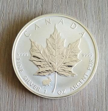 Canada 1 oz. silver Maple Leaf, 1999 Privy Mark "Rabbit", RP beschikbaar voor biedingen