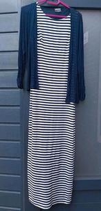 Lange blauw/wit gestreepte jurk met vestje, Blauw, Maat 42/44 (L), Ophalen of Verzenden, Gedragen