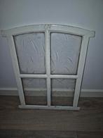 Oud gietijzeren raam met mooi bewerkt glas/brocante deco, Antiek en Kunst, Ophalen