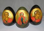 Russisch beschilderde lak eieren met bladgoud, Palekh, 3x, Antiek en Kunst, Verzenden
