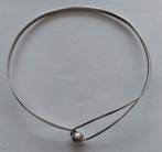 Sterling zilveren spang choker met bolsluiting., Antiek en Kunst, Ophalen