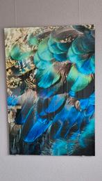 Pauw met veren op glas 70x100, Antiek en Kunst, Ophalen