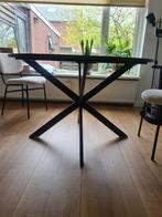 Zwart/witte marmeren eettafel 120 cm, Huis en Inrichting, Tafelonderdelen, Ophalen, Gebruikt, 150 tot 200 cm, Rond
