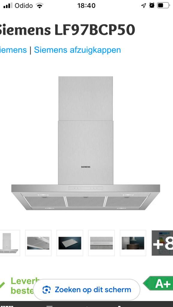 Siemens afzuigkap (voor boven kookeiland), Witgoed en Apparatuur, Afzuigkappen, Nieuw, Wandschouwkap, Ophalen