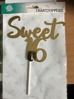 Sweet sixteen taart versiersel gloednieuw, Ophalen of Verzenden, Zo goed als nieuw, Versiering, Verjaardag